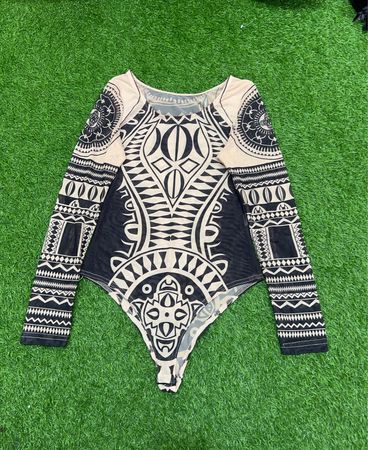 Printed Long-Sleeve Bodysuit