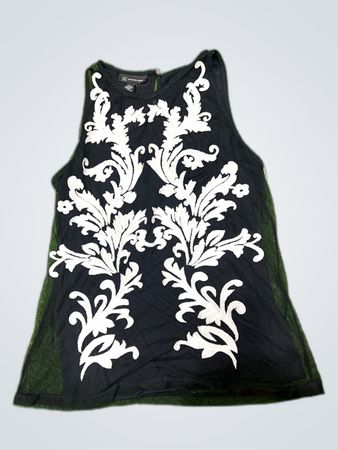INC International Concepts Black Embroidered Sleeveless Blouse