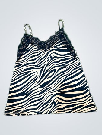 Amisu Zebra Print Lace Trim Camisole