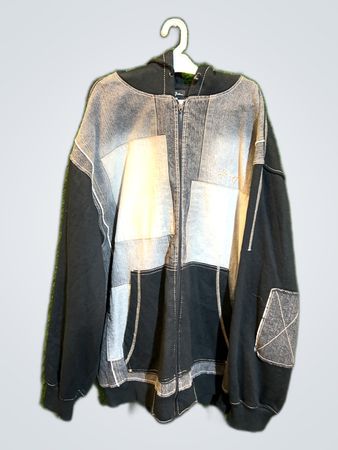 Sean John Denim Patchwork Hoodie Jacket
