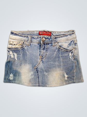 RED RIVET Denim Skirt
