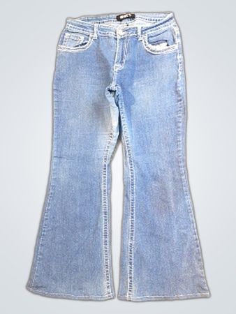 SKY Women's Flare Jeans with White Embroidery