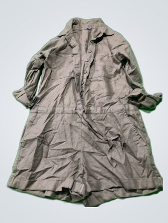 Aerie Khaki Long-Sleeve Romper