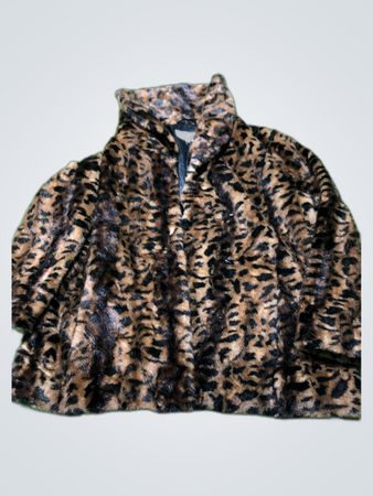 Calvin Klein Leopard Print Faux Fur Jacket