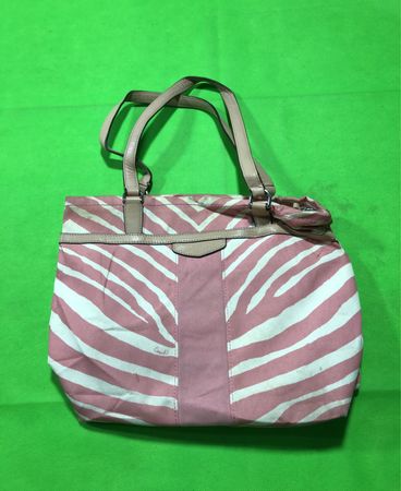 Coach Pink Zebra Striped Tote Handbag