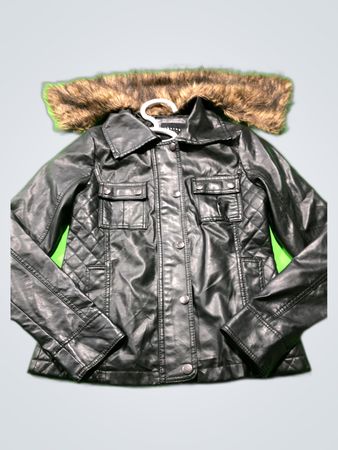 Therapy Leather Jacket with Fur Hood