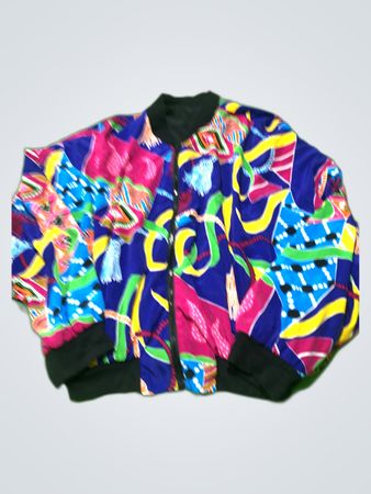 Colorful Abstract Print Bomber Jacket