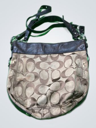 Coach Monogram Leather Trim Tote Bag