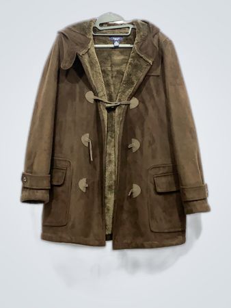 Chaps Brown Hooded Shearling Coat