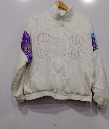 Wilson Track Jacket White with Geometric Prints