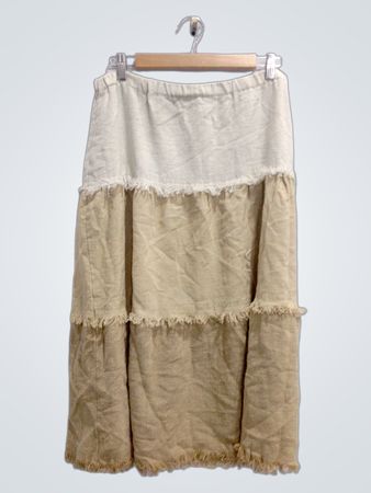 Tan and White Tiered Skirt