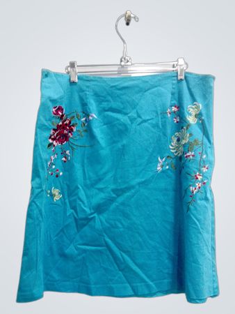 Autograph New York Turquoise Embroidered Mini Skirt
