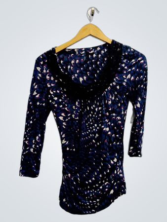 Blouse with Blue and White Pattern
