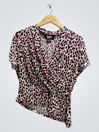 DKNY Leopard Print Wrap Top