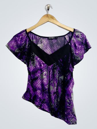 George Purple Snake Print Short Sleeve Blouse