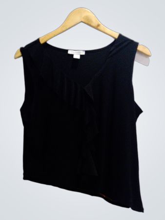 Dressbarn Black Sleeveless Ruffle Top