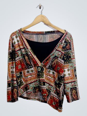 Blouse with Paisley and Floral Pattern