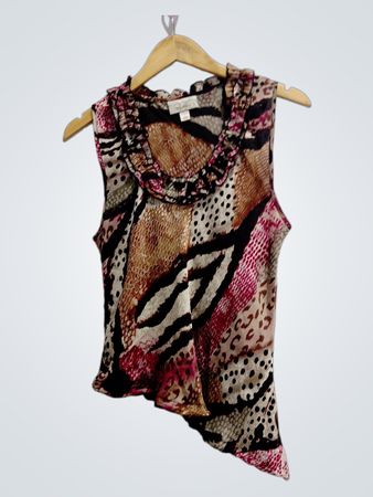 dressbarn Animal Print Ruffled Cami Top