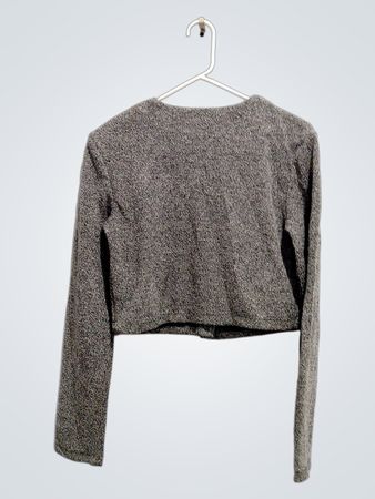 Gray Cropped Jacket and Sweater Set
