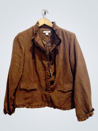 Dressbarn Brown Ruffle Jacket