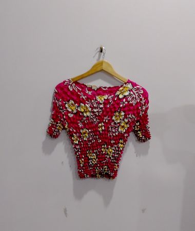 Pink Floral Bubble Top