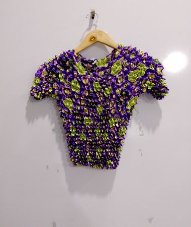 Purple and Green Floral Top