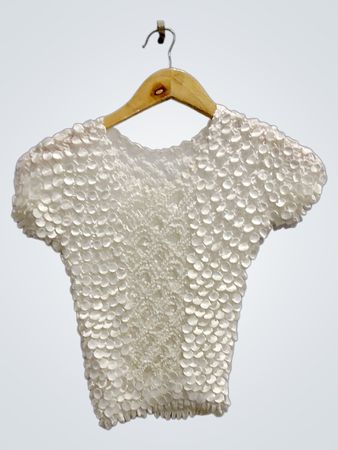 White Textured Cropped Top