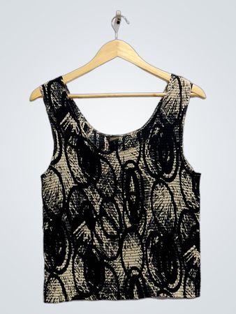 Women's Black and White Sleeveless Top