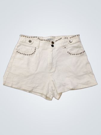 White Studded Shorts