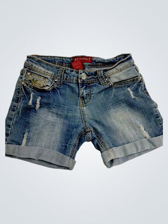 Red Rivet Denim Shorts