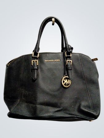 Michael Kors Black Leather Satchel Handbag