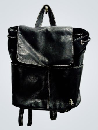 Lauren Ralph Lauren Black Leather Backpack