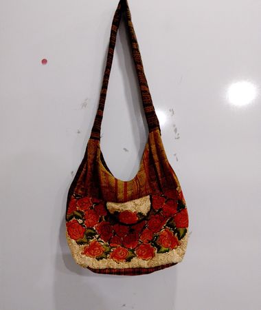 Bohemian floral embroidered hobo bag
