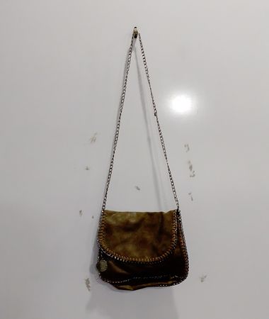 Suede crossbody bag with chain strap