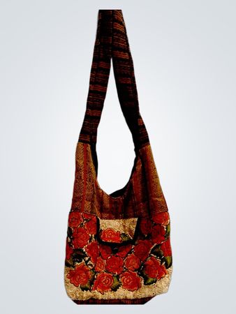 Embroidered Shoulder Bag with Floral Pattern