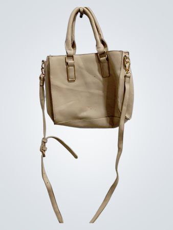 Cream handbag with gold hardware and detachable strap