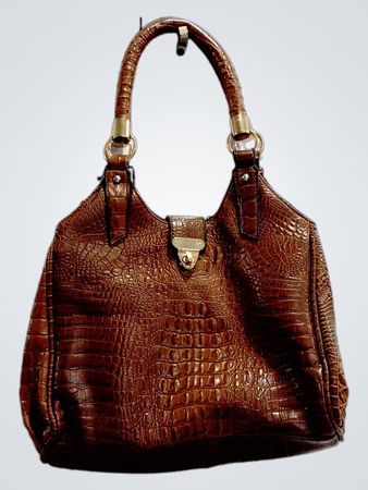 Brown Crocodile Embossed Handbag