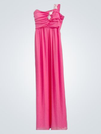 Pink Maxi Dress with Embellished Shoulder