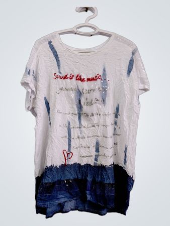 Marie Claire Boutiques T-Shirt with Text and Sequin Embellishments