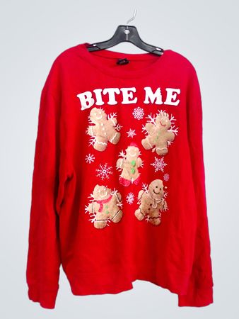 FIFTHSUN "BITE ME" Gingerbread Man Christmas Sweatshirt