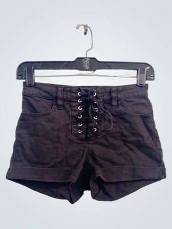 PacSun Black Lace-Up Denim Shorts