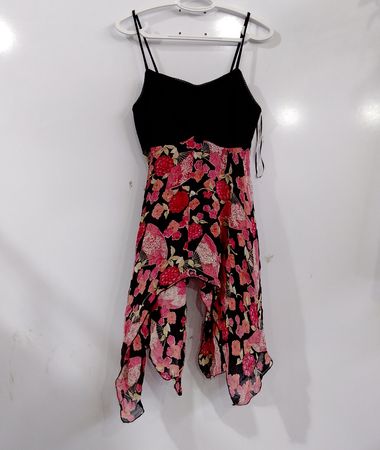 Robe asymétrique noire et à motifs floraux pour femmes ANGIE