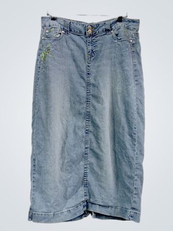 Jupe maxi en denim pour femmes Cato avec broderie