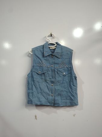 Carefree Fashion Denim Vest with Studs