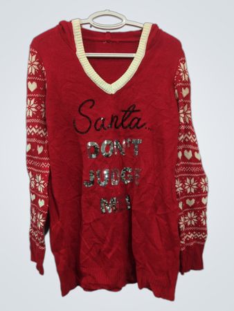 Red hooded sweater with
