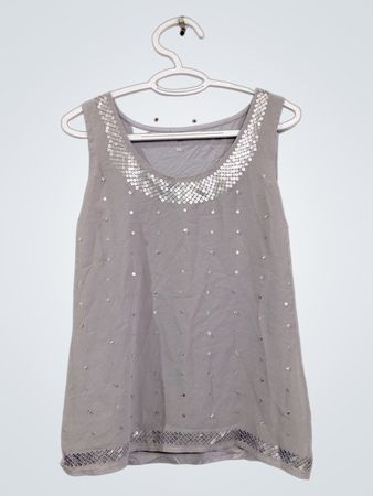 Graues ärmelloses Top mit Pailletten