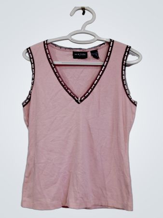 NEW YORK & COMPANY Pink ärmelloses V-Ausschnitt-Top