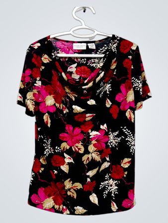 Jaclyn Smith Classic Floral Kurzarm-Oberteil