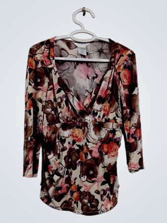 George Stretch Floral Print 3/4 Sleeve Top