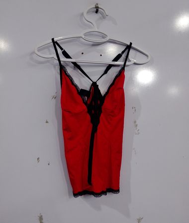Ficocollection Rotes Spitzenbesatz-Cami